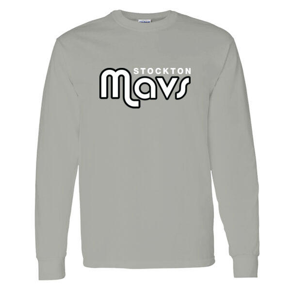 Stockton Mavericks Grey Heavy Cotton 100% Cotton Long Sleeve T Shirt Thumbnail