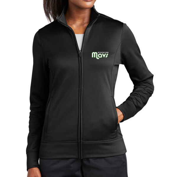 Stockton Mavericks Women's Black Sport Wick Fleece Full Zip Jacket Thumbnail