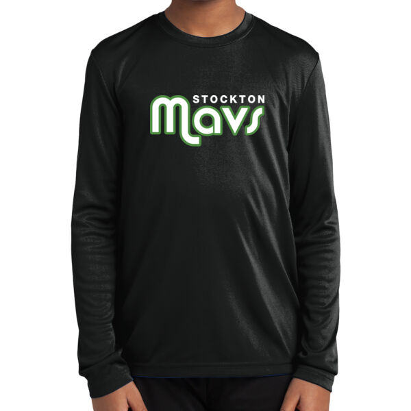 Stockton Mavericks Youth Long Sleeve Black PosiCharge Competitor Tee Thumbnail