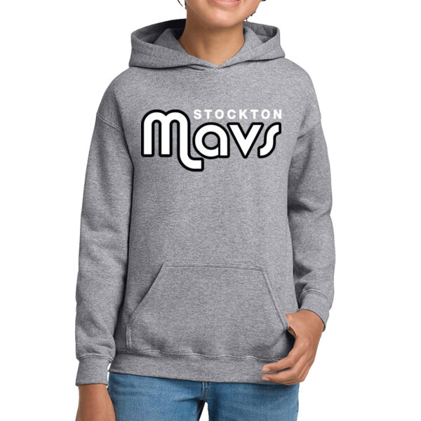 Stockton Mavericks Youth Grey Heavy Blend Hooded Sweatshirt Thumbnail