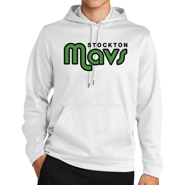 Stockton Mavericks White Sport Wick Fleece Hooded Pullover Thumbnail