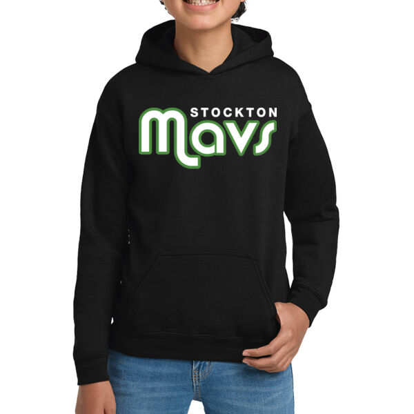 Stockton Mavericks Youth Black Heavy Blend Hooded Sweatshirt Thumbnail