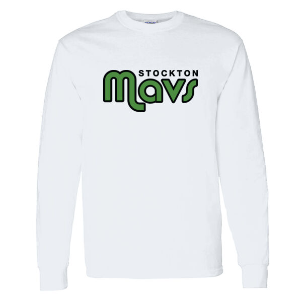 Stockton Mavericks White Heavy Cotton 100% Cotton Long Sleeve T Shirt Thumbnail