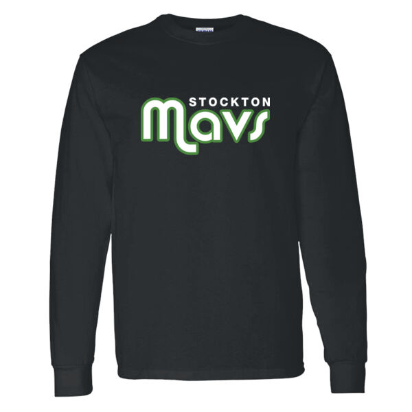 Stockton Mavericks Black Heavy Cotton 100% Cotton Long Sleeve T Shirt Thumbnail