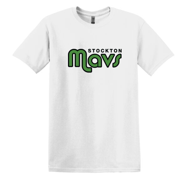 Stockton Mavericks White Heavy Cotton 100% Cotton T Shirt Thumbnail