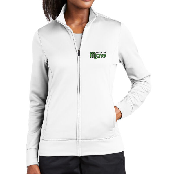 Stockton Mavericks Women's White Sport Wick Fleece Full Zip Jacket Thumbnail