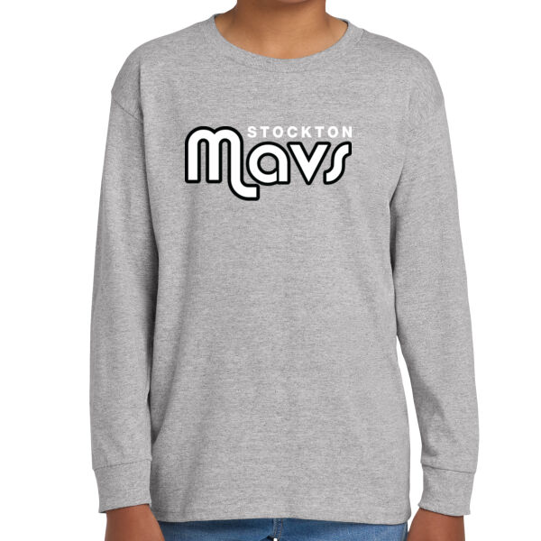 Stockton Mavericks Youth Grey Heavy Cotton 100% Cotton Long Sleeve T Shirt Thumbnail
