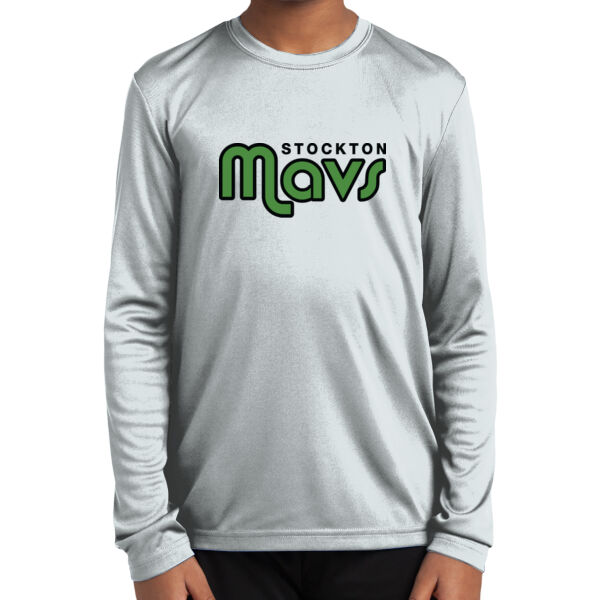 Stockton Mavericks Youth Long Sleeve White PosiCharge Competitor Tee Thumbnail