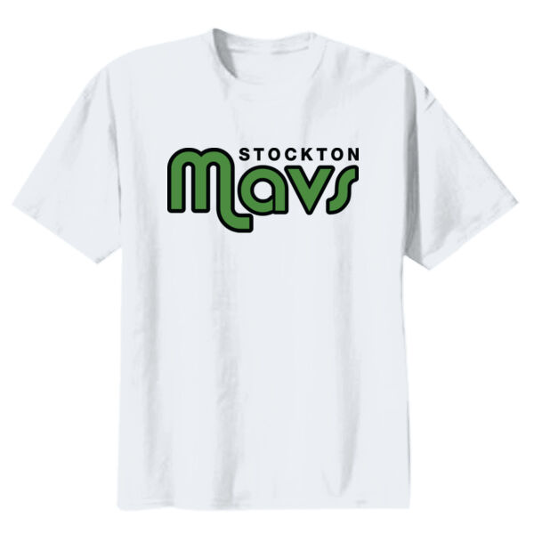 Stockton Mavericks Youth White Heavy Cotton 100% Cotton T Shirt Thumbnail